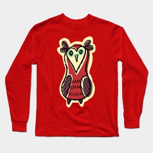 Tall and Red Simple Owl Illustration Long Sleeve T-Shirt